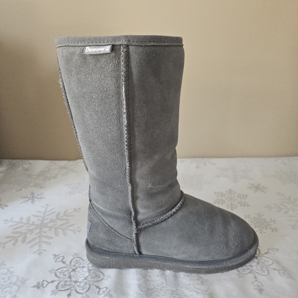 Bearpaw Women's Grey Suede Tall Wool Lined Boots EVA Sz 7